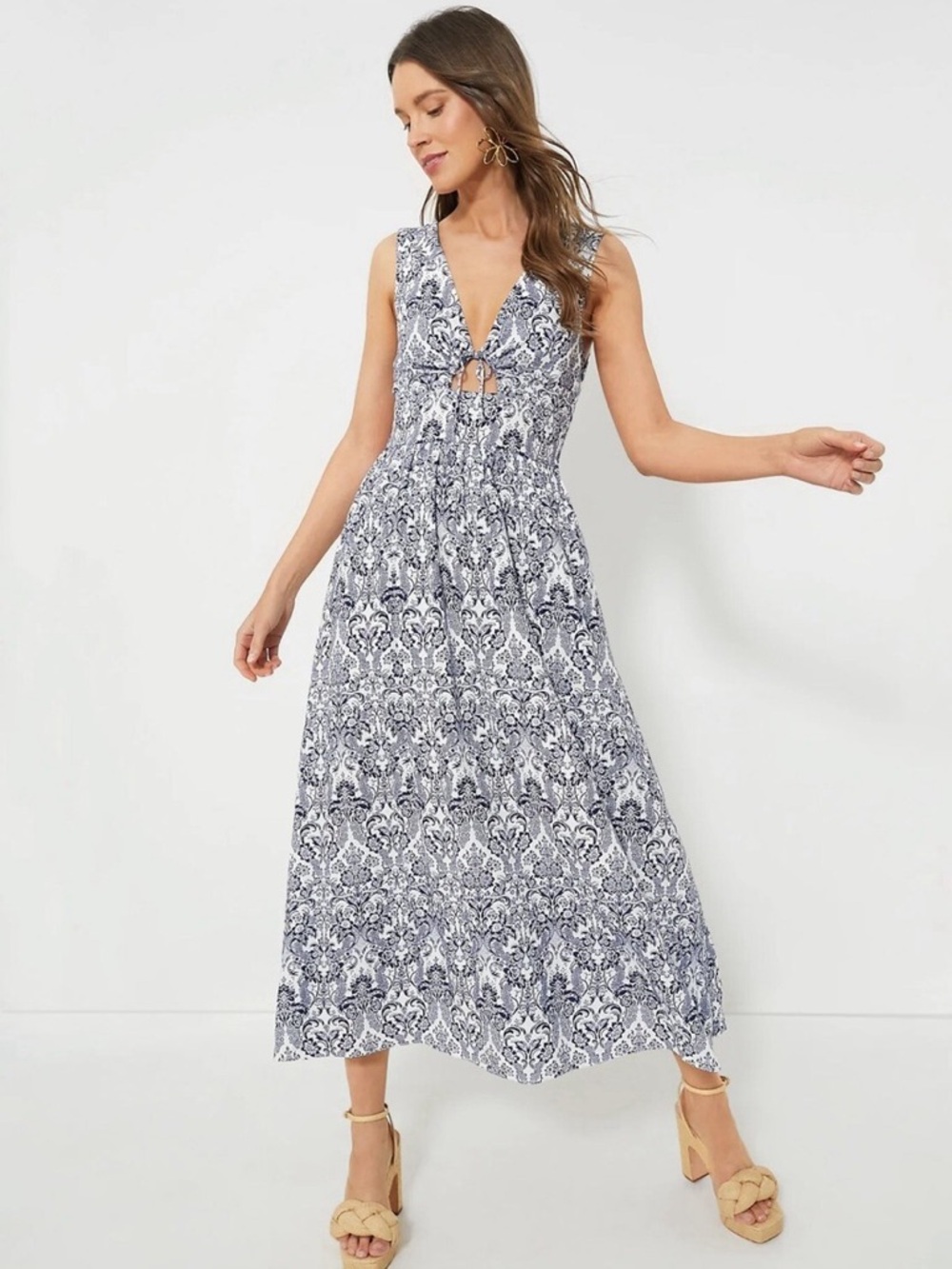 Tuckernuck Hyacinth House Toula Scroll Print Dress Blue White Toile NWT Size XXS